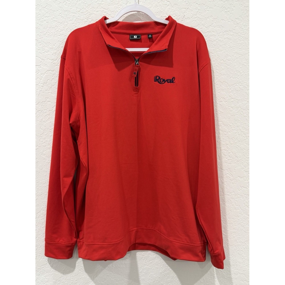 FootJoy Men's XL Red 1/4 Zip Mock Neck Pullover Embroidered Logo Golf